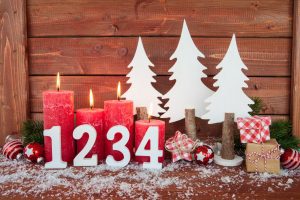 Candles and christmas decorations