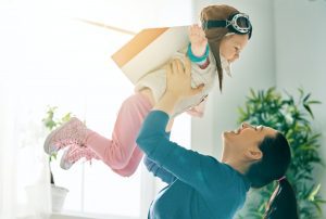 Mother and child playing