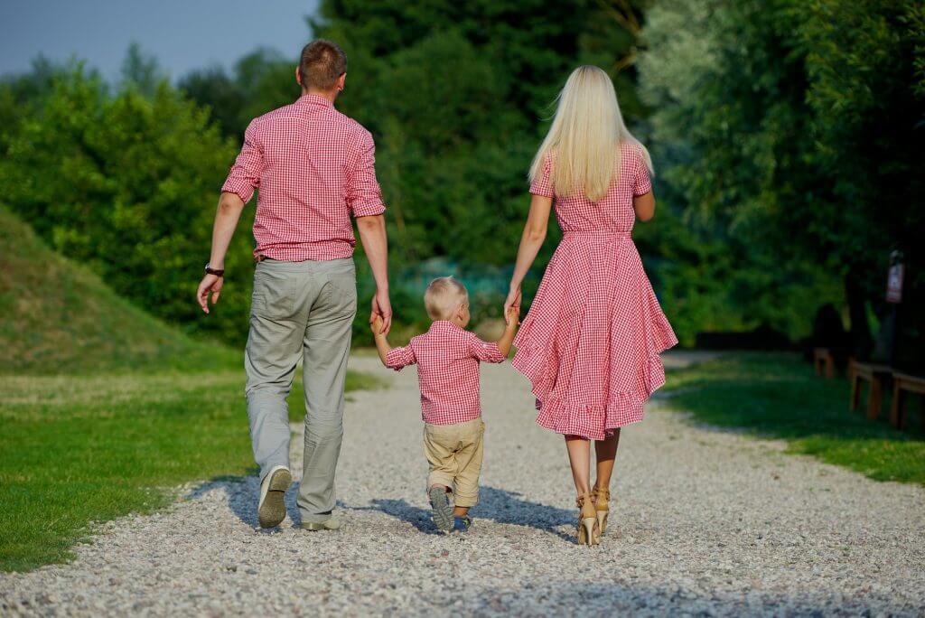 happy family from the back view